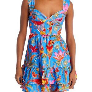 NWT Farm Rio Macaw Party Blue Mini Dress